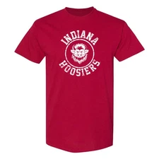 Indiana Hoosiers Bison Distressed Circle Logo T-Shirt - Cardinal