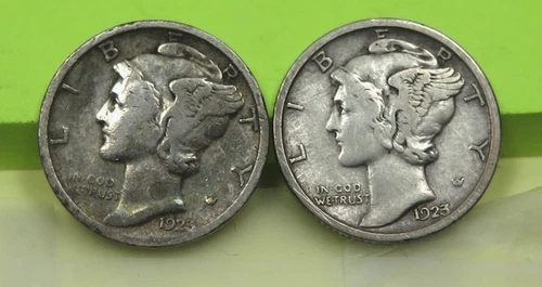 2 Mercury Dimes 1923 Good, 1923-S VG+