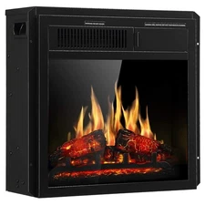 Electric 20'' Fireplace Wooden Surround Firebox Free Standing, Adjustable Led