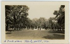 RPPC Park View Rich Hill Missouri Trees Walkway Street Scene Postcard