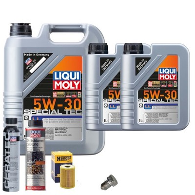 Motoröl 5W30 LIQUI MOLY 7L+HENGST Ölfilter+Spülung+Cera Tec+Ölablassschraube