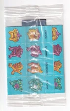Sealed Boglins Stickers Stamps Kellogg's Cereal Squidge Sponk Drool Shlump 1988