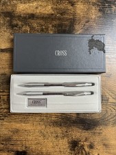 Cross Silver Chrome Ball Point Pen Mechanical Pencil Set 3501 In Original Box