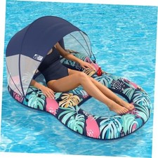 Pool Floats Adult with UPF 50 Sunshade Canopy, Inflatable Pool Floaties