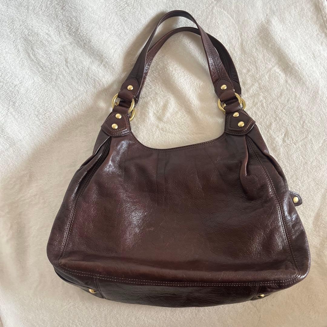 COACH Madison Maggie 14336 Brown Leather Shoulder Bag Purple