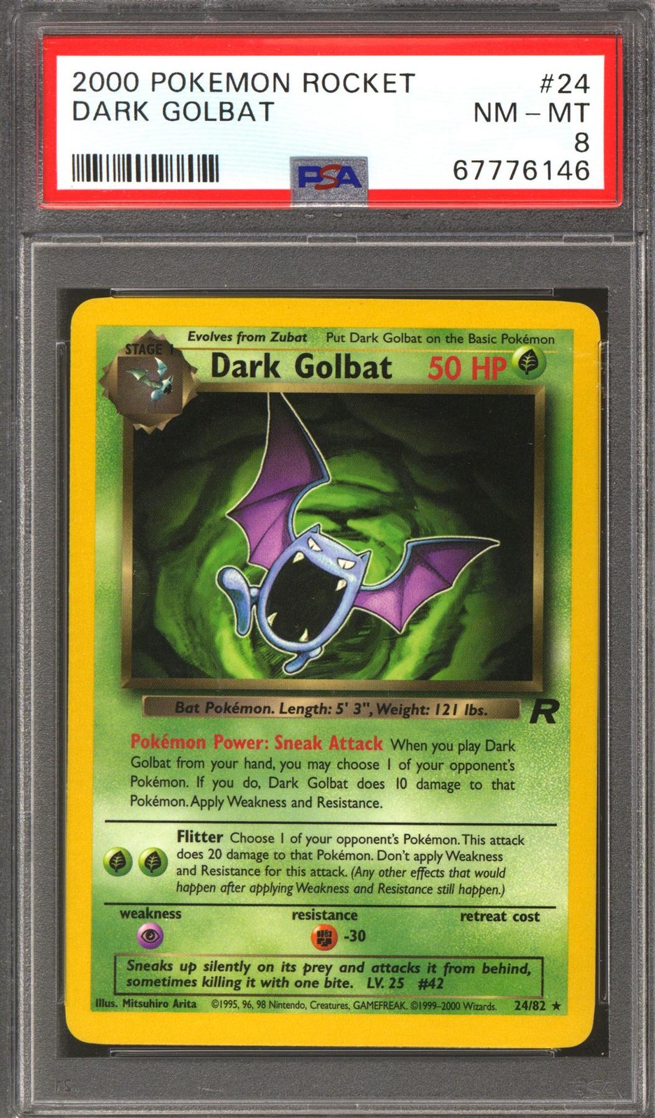 Pokemon Team Rocket Dark Golbat 24/82 PSA 8