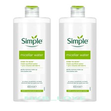2 Bottles Simple Kind to Skin Micellar Water Soothing Make-Up Remover 400 ml