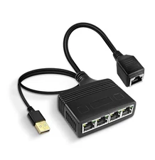 Ethernet Splitter RJ45 1 to 4 1000Mbps Network Adapter for Multiple Devices