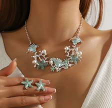 Sealife beach necklace earring set