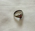 Vintage  Sterling Silver Pink Heart Ring - Child / Baby Size 1.5
