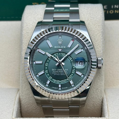 Rolex Sky-Dweller 336934 18K White Gold Steel Mint Dial Watch Fully Stickered - Picture 3 of 8
