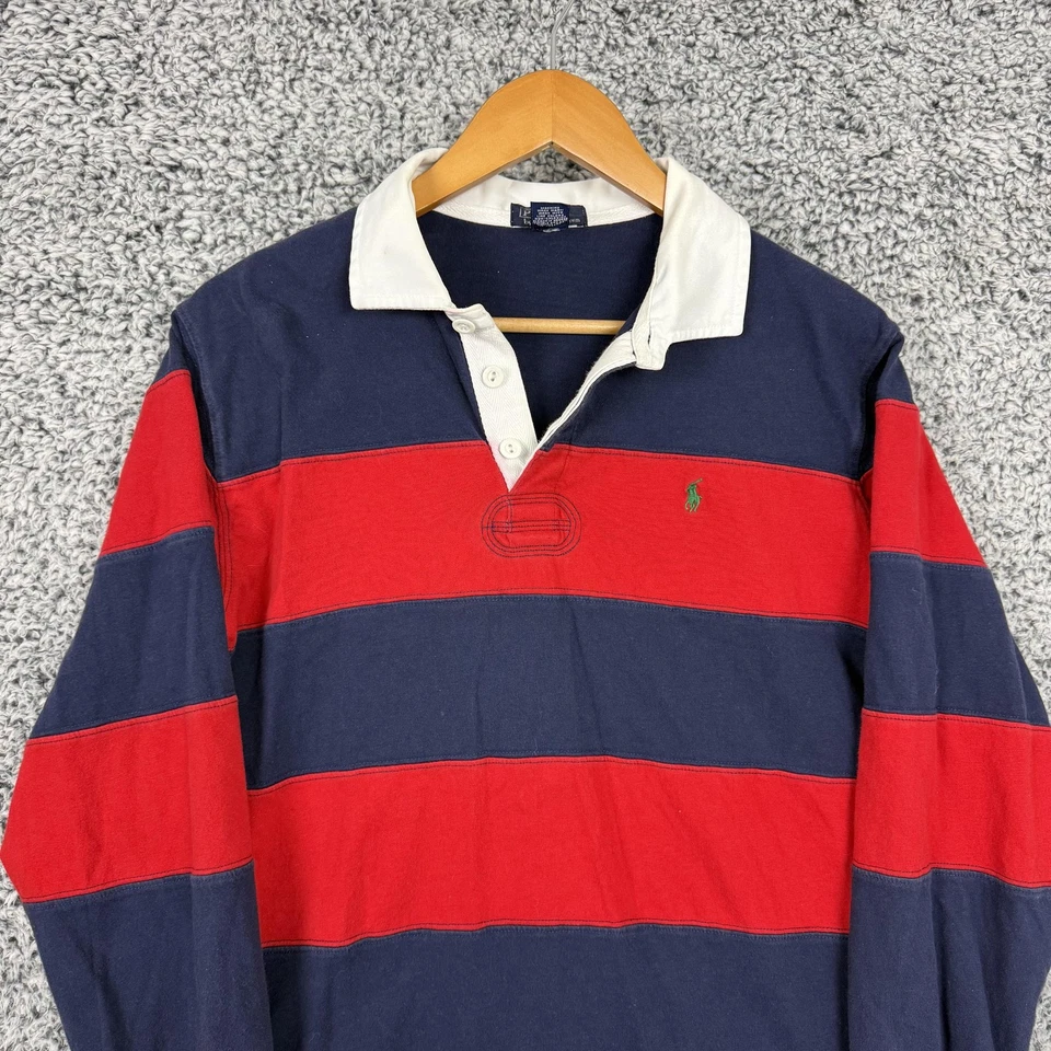 Polo Ralph Lauren Rugby Shirt Youth XL Navy Red Striped Long Sleeve Pony Logo - Image 2 of 4