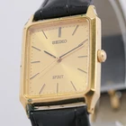 *Exc+4* Vintage 1993 SEIKO SPIRIT 7N01-5180 Quartz Gold Dial 25mm Tank Men Watch