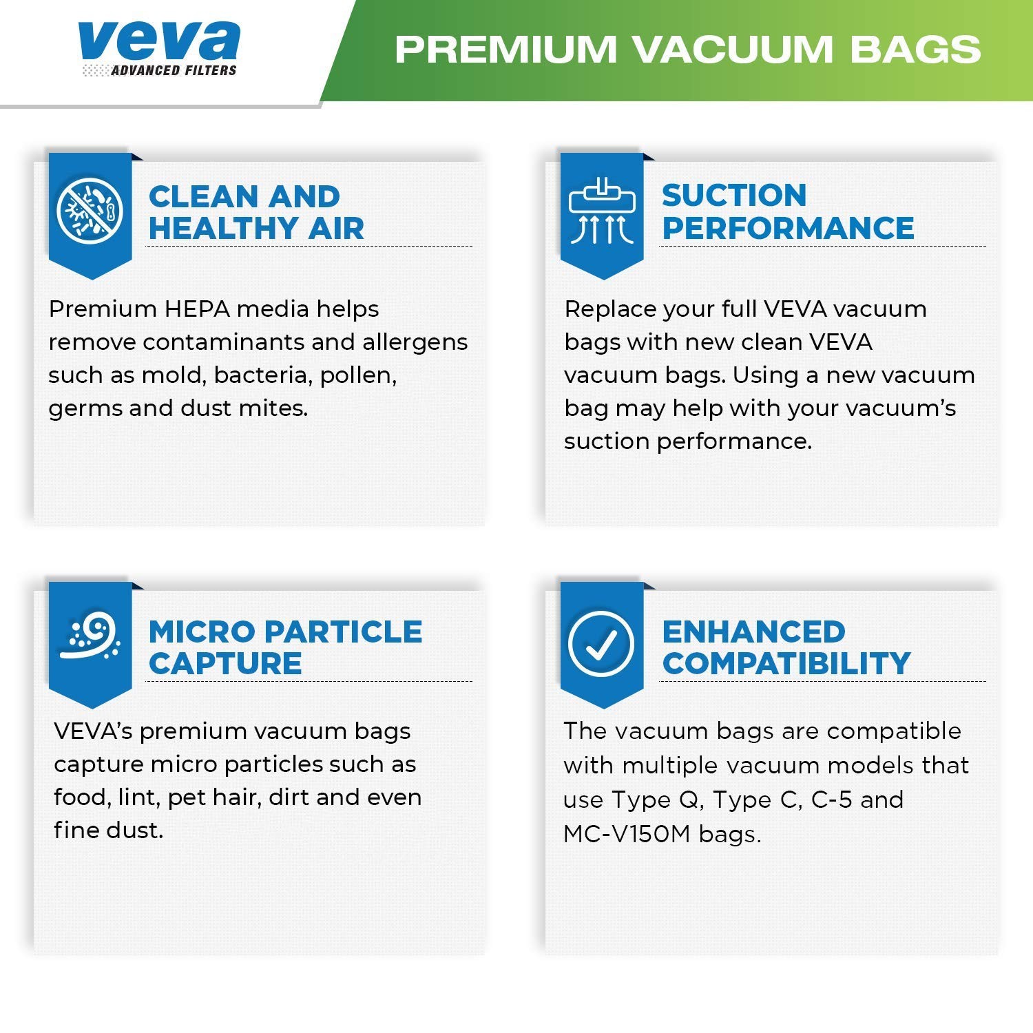 30 Pack Type Q/C 53292 HEPA Vacuum Bags for Kenmore Canister Vacuum Cleaners ...