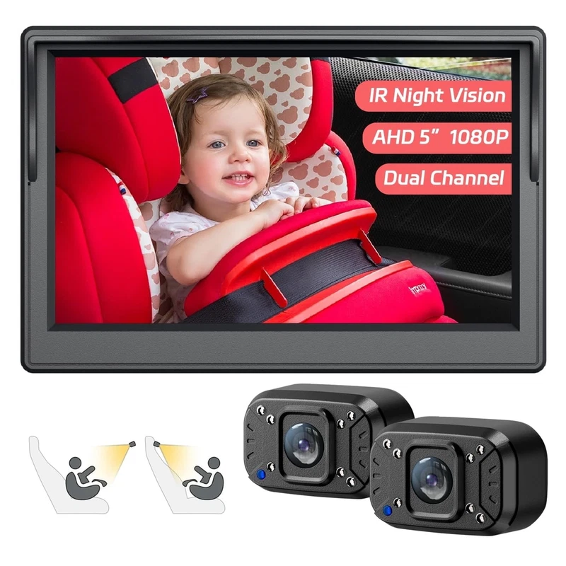 dual baby car camera with 5 inch 1080P display