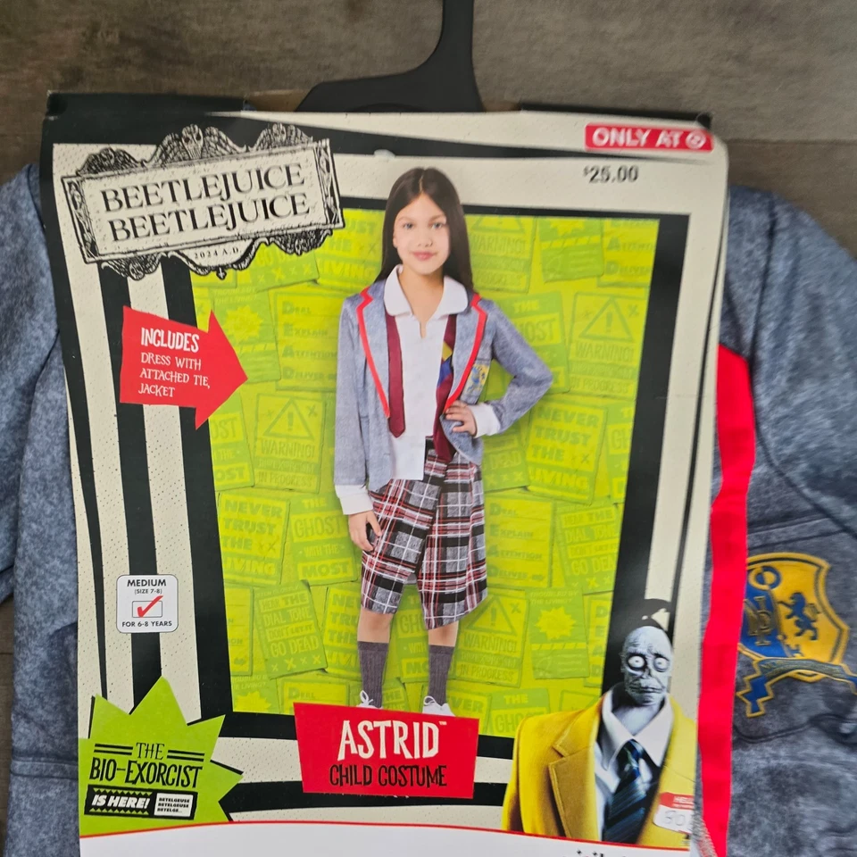 New Beetlejuice Astrid School Uniform Wednesday Child Costume Sz M 7-8 Girls - Image 3 of 4
