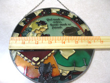 Vintage Stained Glass Suncatcher Sisters Friendship Window Hanging Gift 1995 NEW