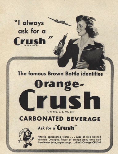 1946 Orange Crush: I Always Ask Stewardess Vintage Print Ad