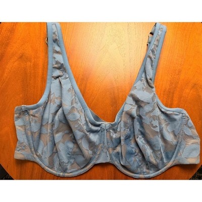 ThirdLove Unlined Foliage Perfect Coverage Bra 42E Blue Lace EUC