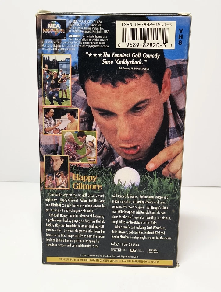 Happy Gilmore VHS 1996 Adam Sandler Vintage Tested VG+ - Image 4 of 4