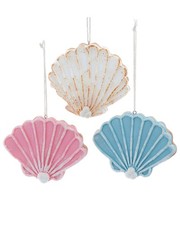 Kurt Adler Set Of 3 Beach Shell Ornaments Brown Os