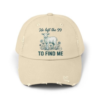 He Left the 99 To Find Me Cap, Lamb Sheep Rescue Faith Hat