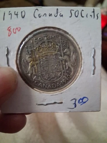 1940 Canada Silver 50 Cents Coin BU 50c Canadian Half Dollar Uncirculated