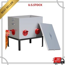 NEW 50LB Automatic Chicken Feeder 6-Port Metal Waterproof Locking Lid Coop