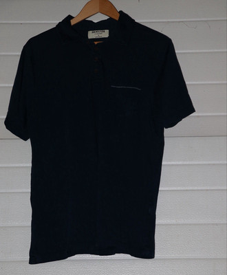 C1# Hamilton & Adams Men's L Black Solid Polo Shirt Short Sleeve Collared Button