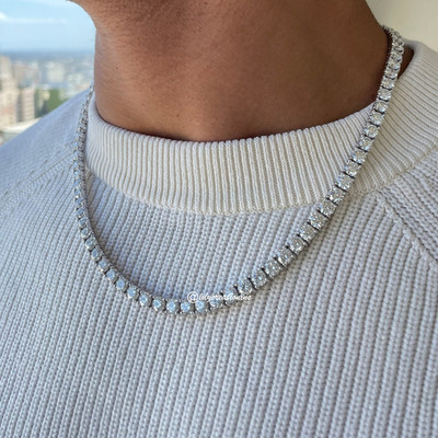 Herren 55 Karat runder im Labor gezüchteter Diamant Tennis Halskette 22 Zoll 14K Gelbgold