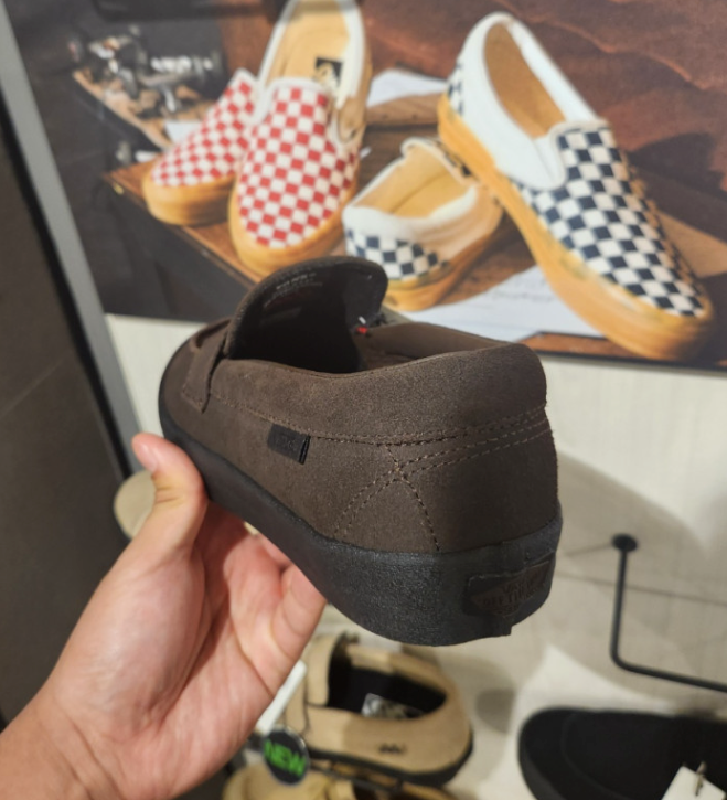 Vans Men's Skate Loafer Suede Brown Black Casual Shoes Sneakers