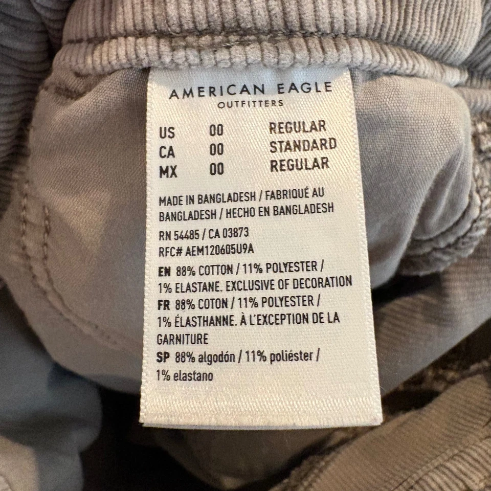 Pantalones legging American Eagle tiro alto pana talla 00 verde oliva elásticos Foto 4 de 4