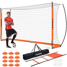 Kids Soccer Goal 12x6ft Portable Soccer Net for Backyard with Ladder  12 Cones