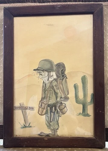 1950’s Marine Corp Original Military Art   12 X 18 Original Framed Under Acrylic