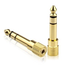 3.5Mm To 6.35Mm Stereo Mini Plug Adapter, 3.5Mm Female To 6.35Mm Male , 24K 