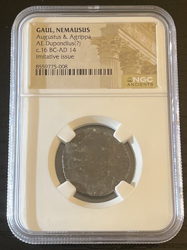 Gaul, Nemausus Augustus & Agrippa AE Dupondius(?) c.16 BD-AD 14 Imitative Issue