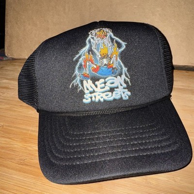 Simpler Daze Mean Streets Trucker Hat. Black with Graphic Snapback. NWT