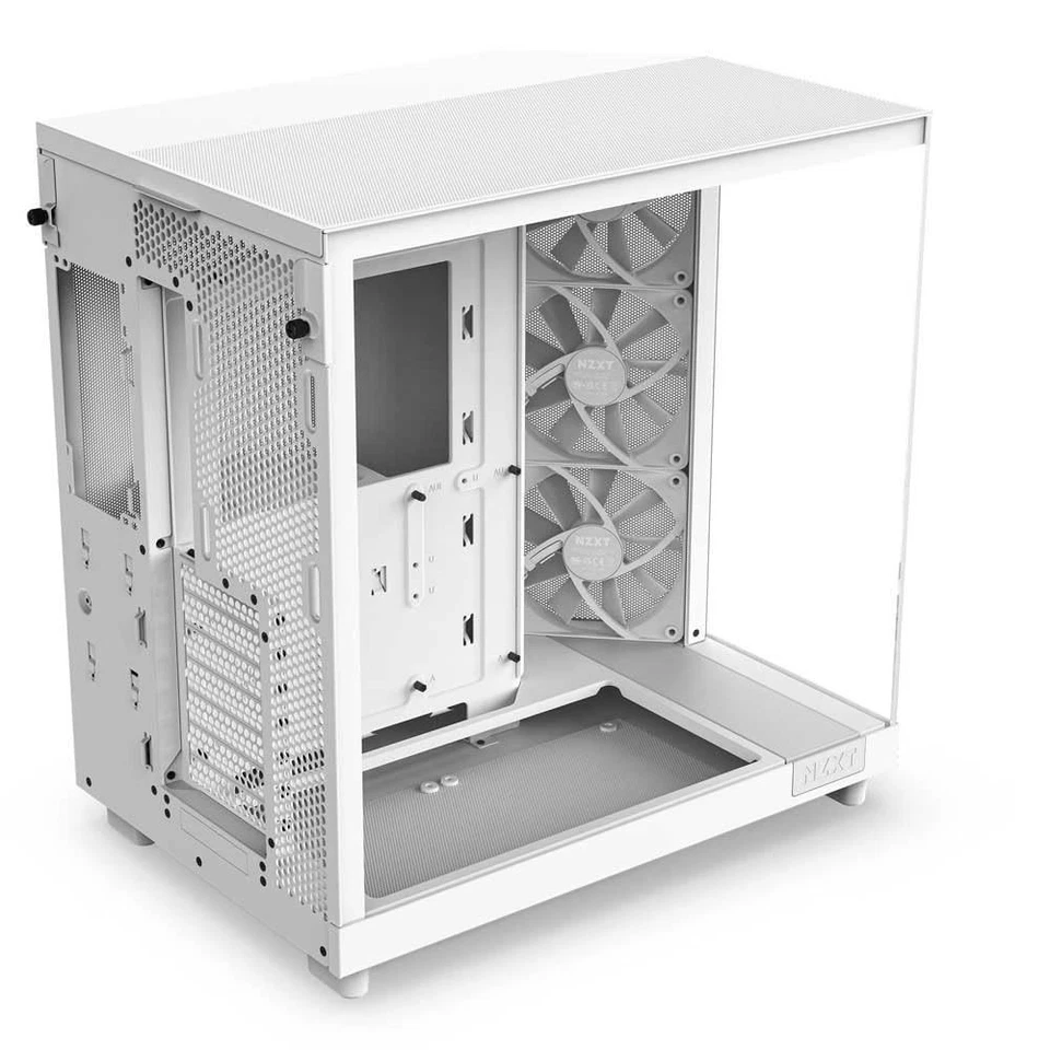 NZXT H6 Flow Mid Tower PC Case White Dual-Chamber ATX Gaming w/ Tempered Glass - Image 3 of 4