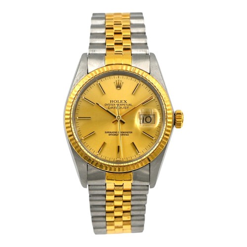 ROLEX OYSTER PERPETUAL DATEJUST 16013 WRISTWATCH 18K GOLD SS BOX PAPERS C1984