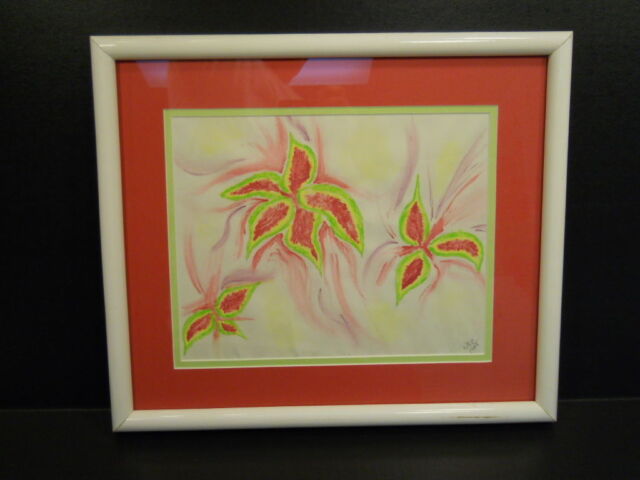 1998 Pink Flower Water Color Painting with Professional Matte and Frame