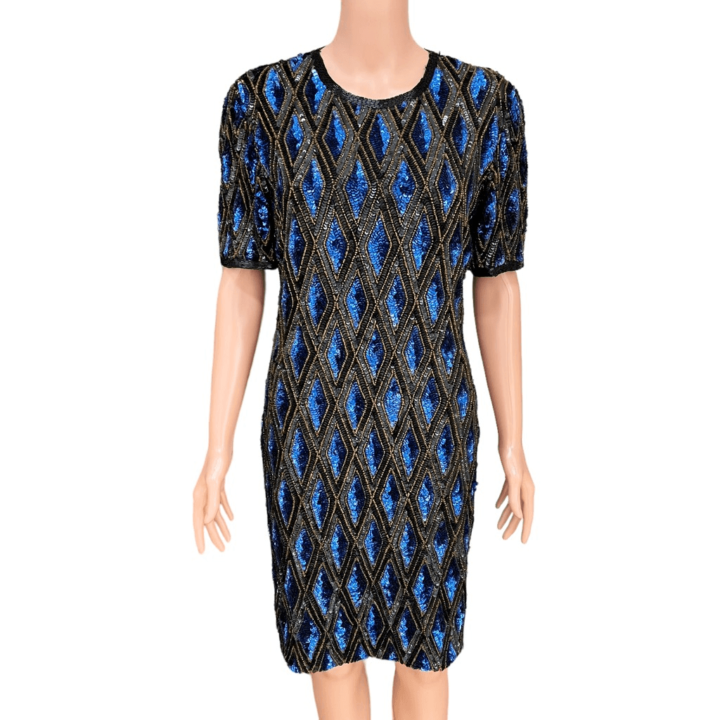 blue dress for baby girl vintage stenay silk beaded cocktail dress – Chrysalis