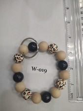 Wristlet Keychain Wooden Beads Handmade W-020