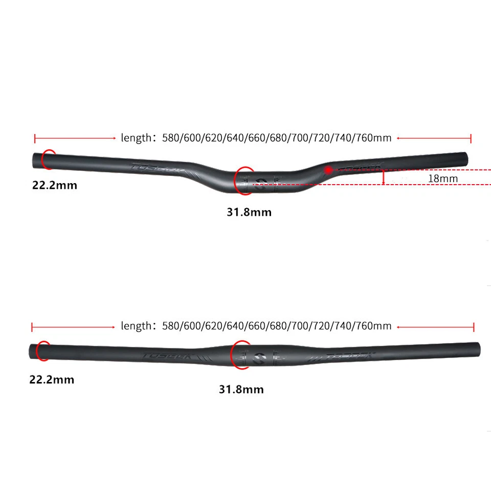 Full Carbon Fiber Bike Handlebar 25.4/31.8mm MTB Bike Flat/Riser Bar+Bar Plug - Image 4 of 4