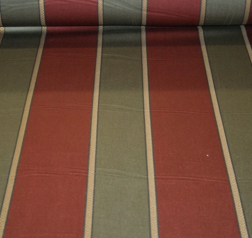 Tela Borgoña 6 Yardas Ralph Lauren Clarendon Rayas Color Musgo Foto 2 de 4