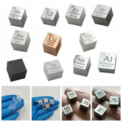 Metall 10/25mm Würfel 99.95% Markiert Periodensystem Elementesammlung