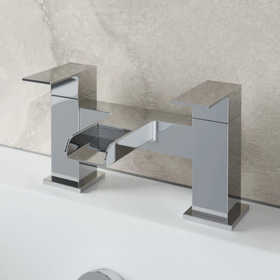Waterfall Bathroom Taps Chrome Basin Mixer Bath Filler Shower Deck Tap Sets - Image 4 of 4