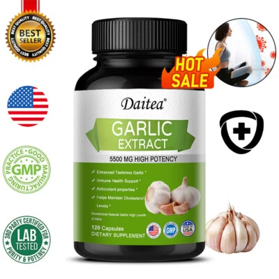 DAITEA Garlic Extract 4000mg - 30 To 120 Capsules - Potency - Heart Healthy, Vegan