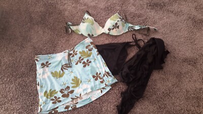 Bikini multicolor Gr. 38 /BH 75 B mit Rock und Tuch