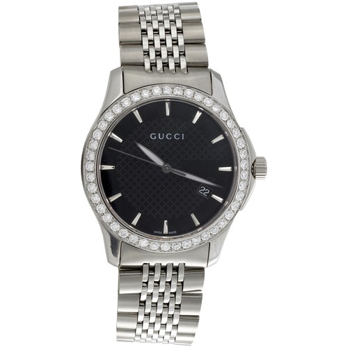 Gucci Ya126402 Diamond Watch Black Dial 