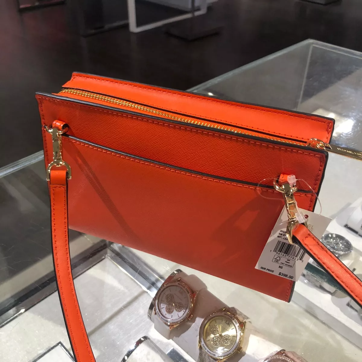 MICHAEL KORS SHEILA SMALL MINI EAST WEST TOP ZIP SHOULDER CROSSBODY BAG -  POPPY